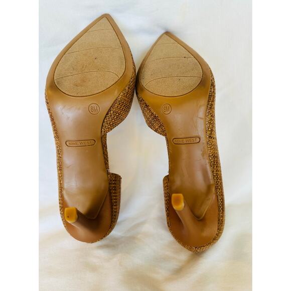 Nine West Tan/Brown Textured Size 8M classic pointed toe pump high heels resort - Picture 7 of 8